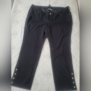 Denim & Co Adaptive Knit Slit Ankle Black Size 3X Wheelchair Pant A611536 NWOT